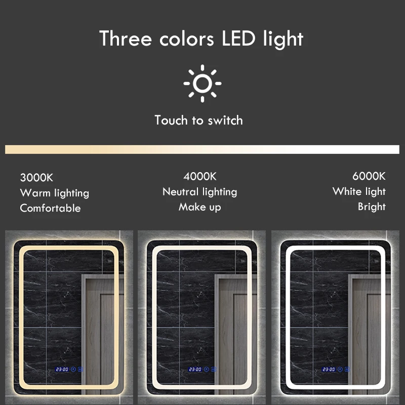 Imagem -05 - Vertical Smart Bathroom Led Light Espelho de Maquiagem Luz de Fundo com Desembaçamento Bluetooth Speaker Decoração para Casa 50x70cm