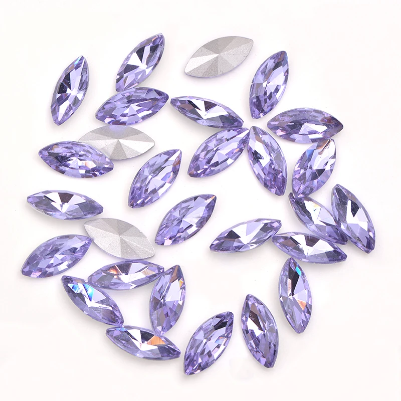 Junao 7*15 Mm Punto Colorato Vetro Posteriore di Strass Applique Horse Eye Allentato Pietre E Cristalli Strass Diamante per decorazione Fai da Te
