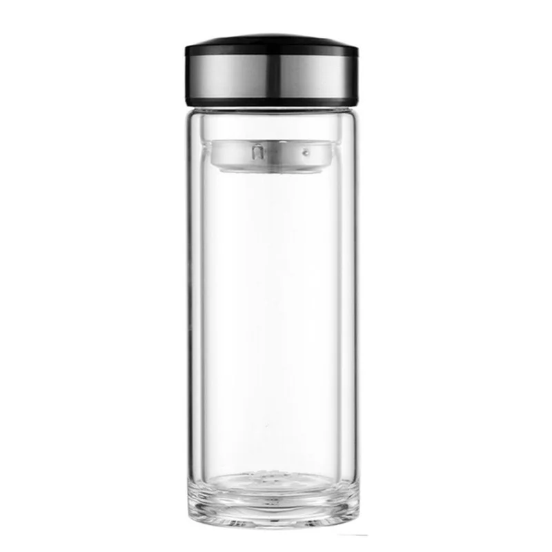 300ml Commercial Double High Temperature Borosilicate Glass Teapot DIY Sports Bottle Stainless Steel Filter Thermos