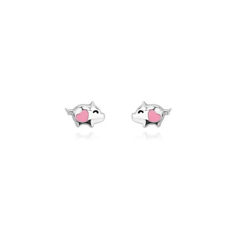 New Arrival Sweet Temperament Pink Pig 925 Sterling Silver Jewelry Cute Animal Exquisite Popular Gift Stud Earrings  E099