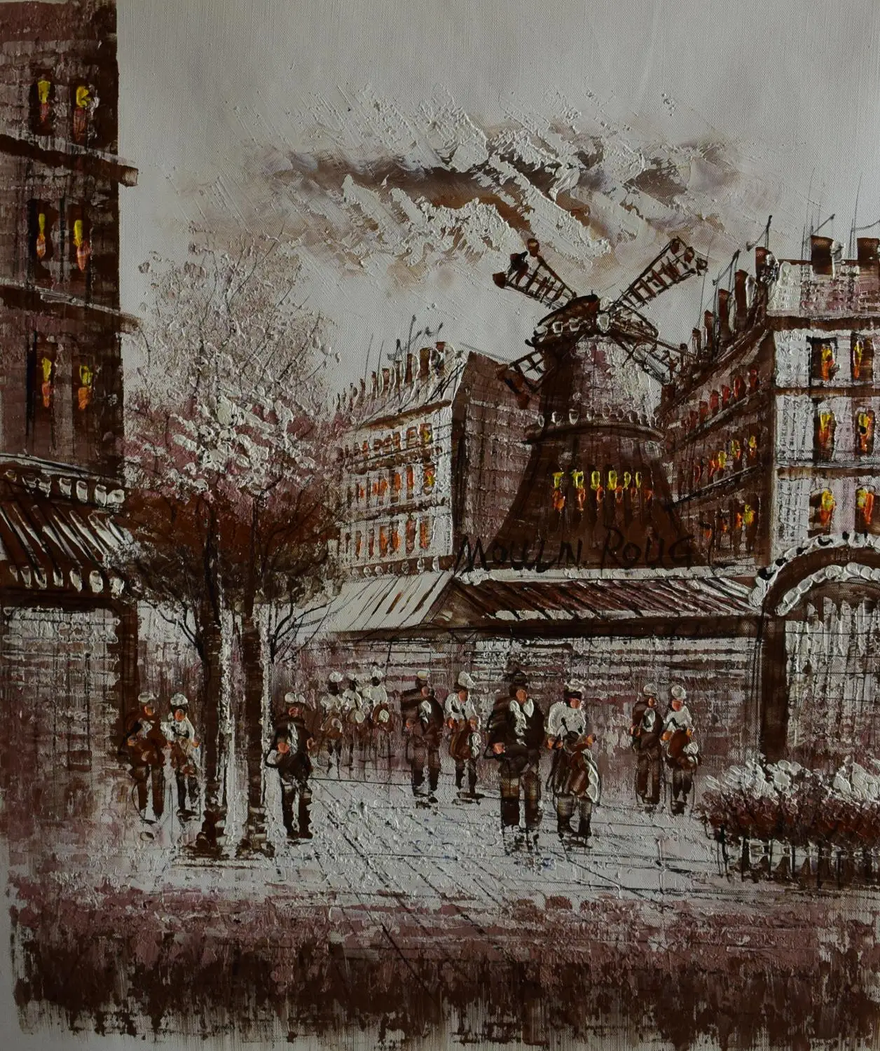 Ultra Low Price Sale 100% Hand Painted Oil Painting on Canvas Paris Stree Landscape Canvas Painting Wall Art Picture Homedecor