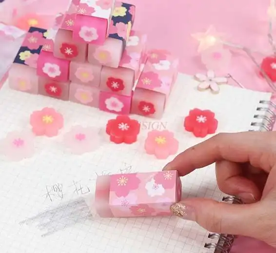 Cherry blossom eraser cartoon jelly eraser kindergarten prize cherry blossom shape rubber