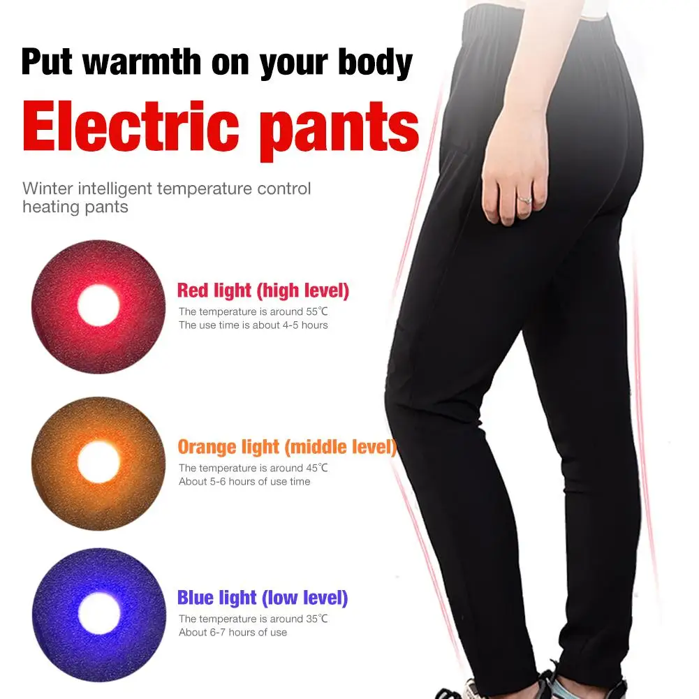 3-speed intelligent Electric Heated Warm Pants Men Women USB Heating Base Layer Elastic Trousers Insulated Washable Warm Pants