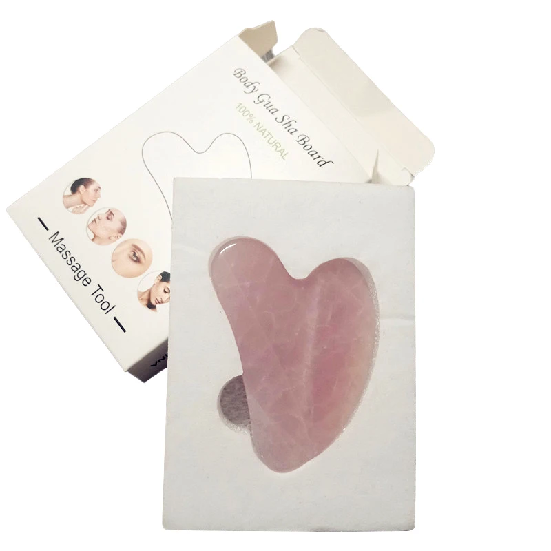 หยกธรรมชาติ Scraper Gua Sha คณะกรรมการนวด Rose Quartz หยก Guasha หินสําหรับใบหน้าคอยกกระชับผิวสุขภาพความงามเครื่องมือนวด