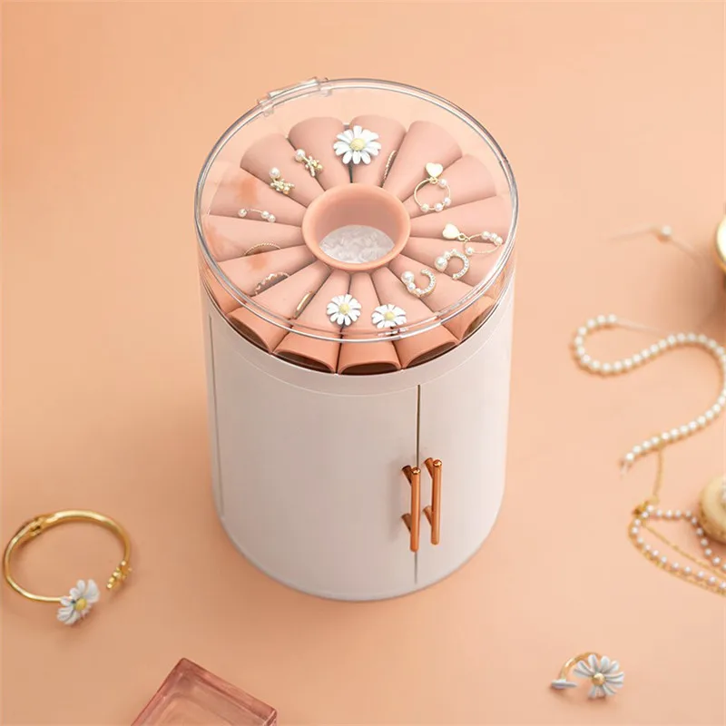 

New jewelry storage box, creative dustproof ring earring display stand, household large-capacity transparent jewelry box