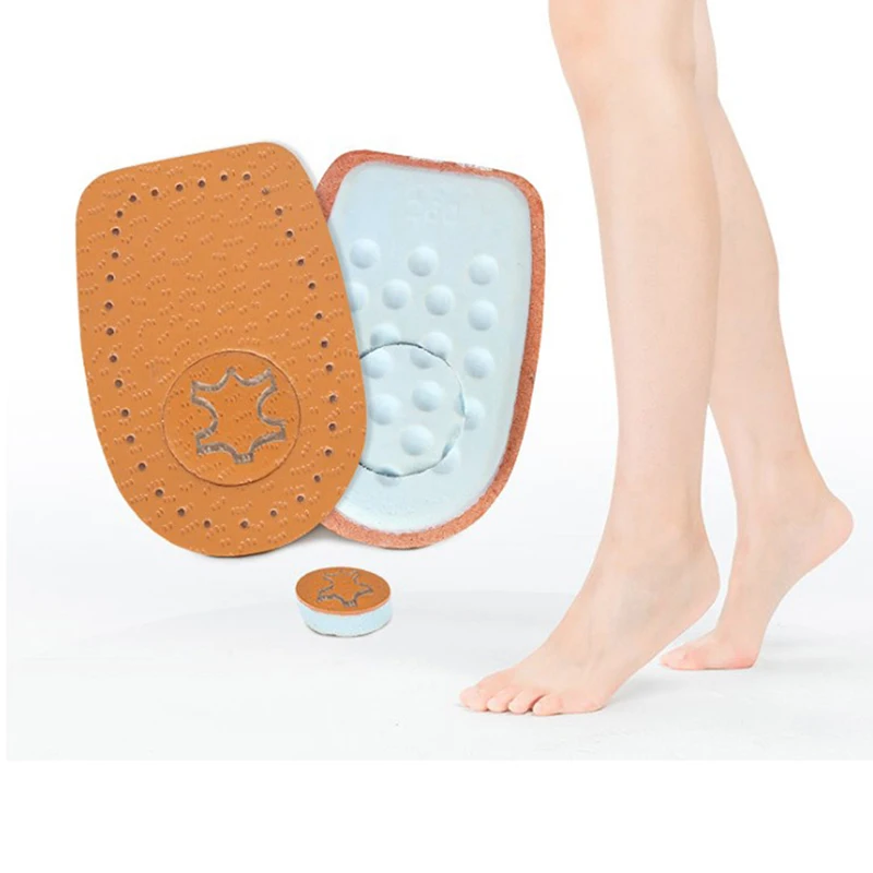 1Pair Women Heel Cushion Inserts Foot Pain Relief Sole Leather Insoles Latex Heel Pads For High Heels Cowskin Shoes Pad