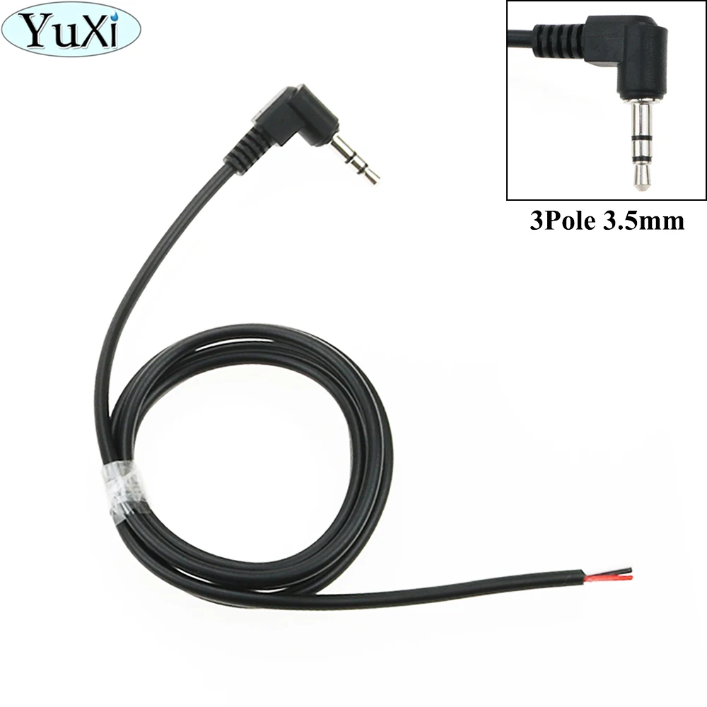 YuXi 3.5mm 3 Pole 90 degree Bending Jack DIY Earphone Audio Cable Headphone Repair Replacement Cord 50cm 95cm