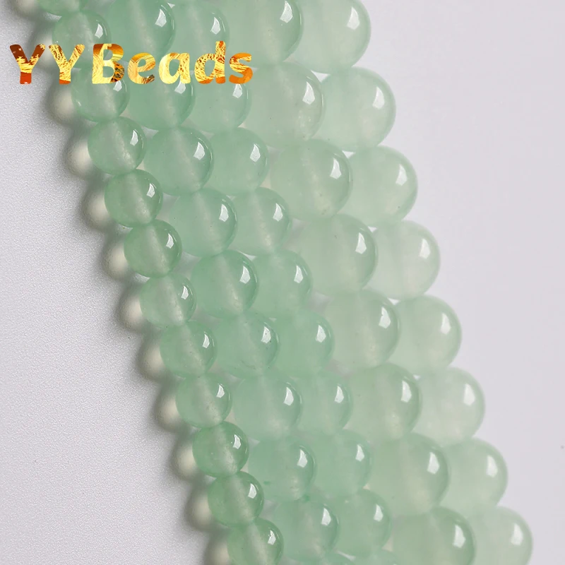 AAA+ Natürliche hellgrüne Chalcedon-Jade-Perlen, 4, 6, 8, 10, 12, 14 mm, Abstandsperlen für Schmuckherstellung, Charms-Zubehör, 38,1 cm Strang