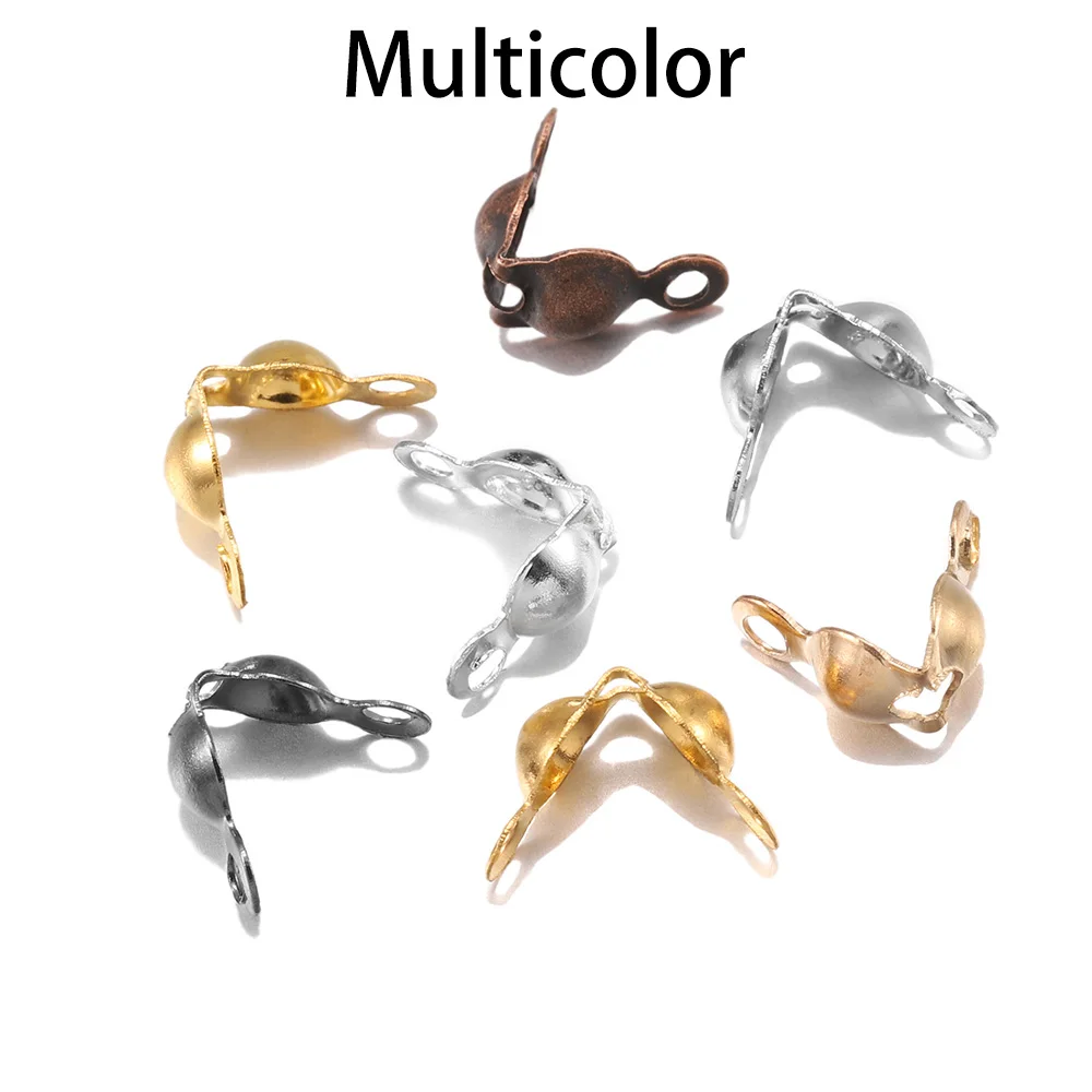 200 unids/lote de conectores de 4x7mm, broche de cadena de bola, Conector de cuentas de engarce de extremo Calotte para DIY, collar, pulsera,