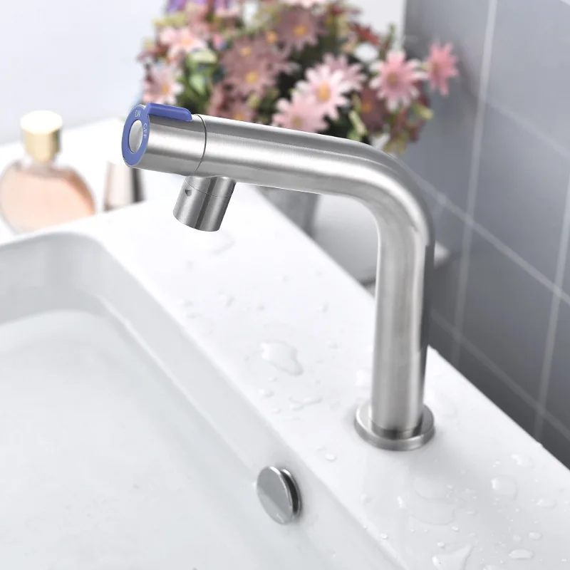 

1PCS Stainless Steel Basin Faucets Single Lever Single Cold Sink Water Taps for Bathroom Kitchen Toilet Hardware Accessories