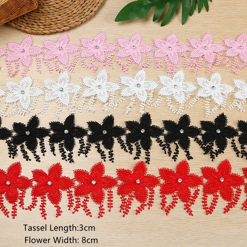 8CM Tassel Flower Lace Fabric Silk Embroidered Sewing Supplies Ribbon Lace Trim Dress DIY Garment Curtains Accessories