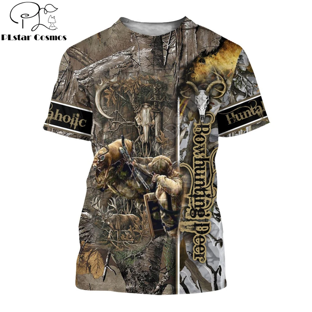 

2021 Summer Hipster Men t-shirt Bowhunting Deer Camo 3D Printed Harajuku Short sleeve T shirt Unisex Casual tops TX0164