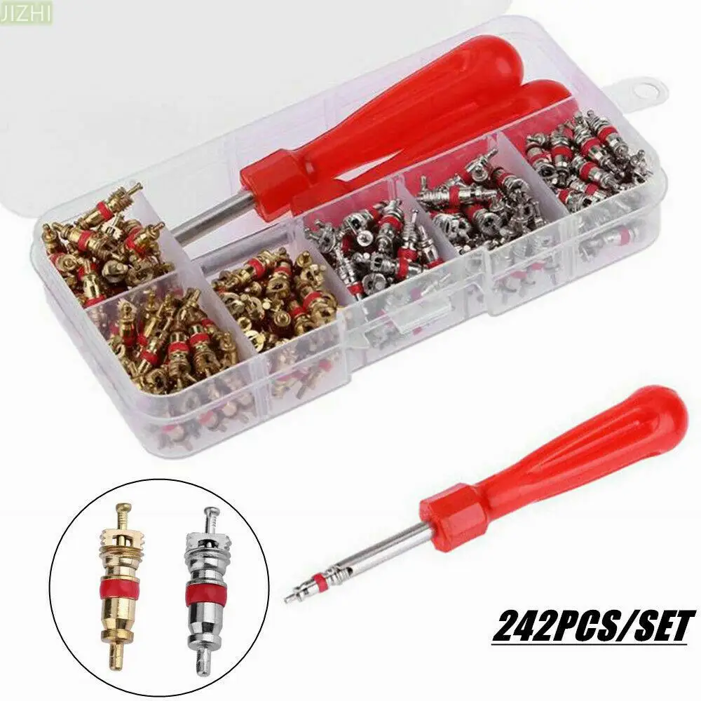 242Pcs/Set 2 in 1 Car A/C Air Conditioning R134a Valve Core Assortment Remover Tool Kit For Repairing Car Auto Accessories