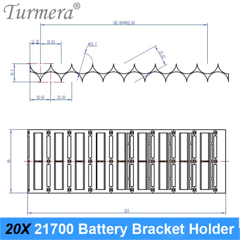 10 sztuk/partia 21700 uchwyt baterii wspornik tworzywo ABS 20 ogniw 10S2P podkładka dystansowa baterii rozszerzalny uchwyt baterii Turmera 2021 nowy