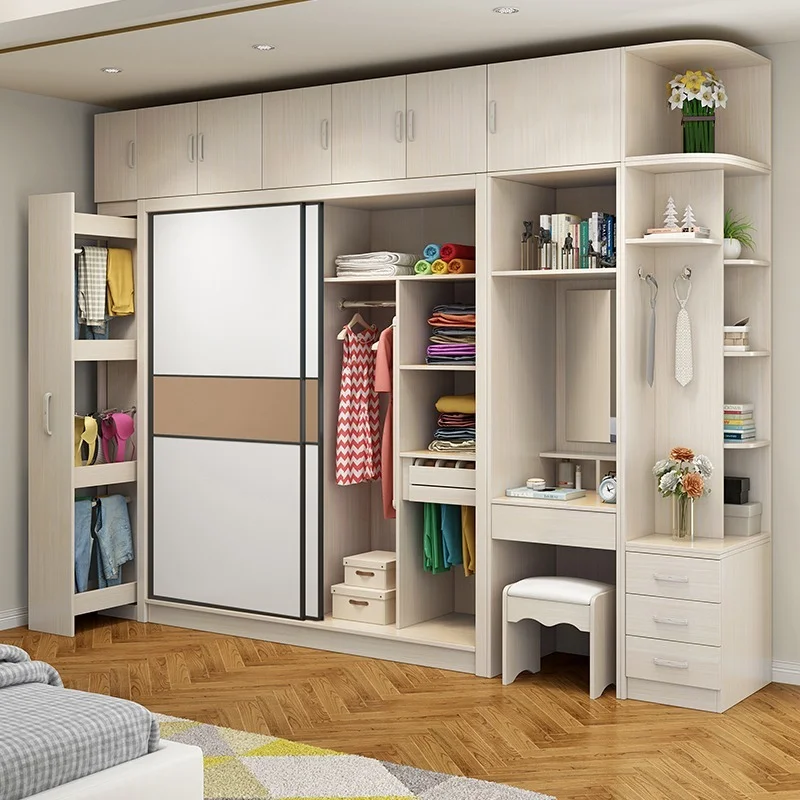 Wardrobe modern simple assembly moving door wardrobe custom sliding door cabinet for household bedroom