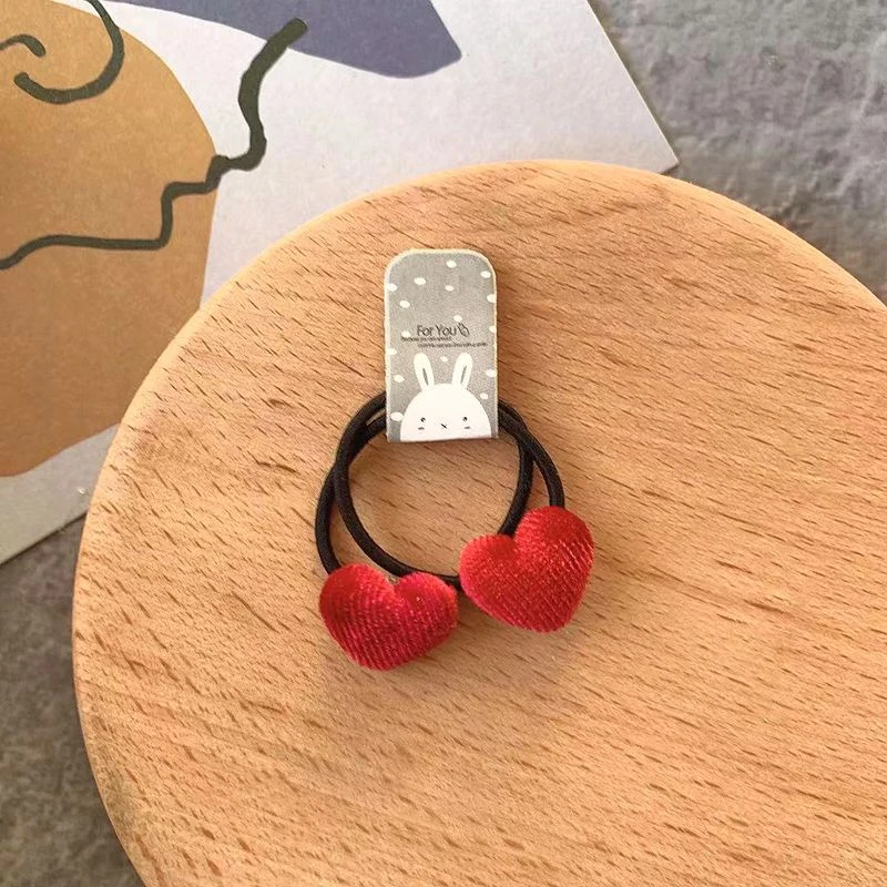 2 pezzi di velluto cuore plaid stella pulsante fasce elastiche per capelli corda per capelli in gomma cravatta per capelli per ragazze scrunchie porta coda di cavallo accessori per gomma