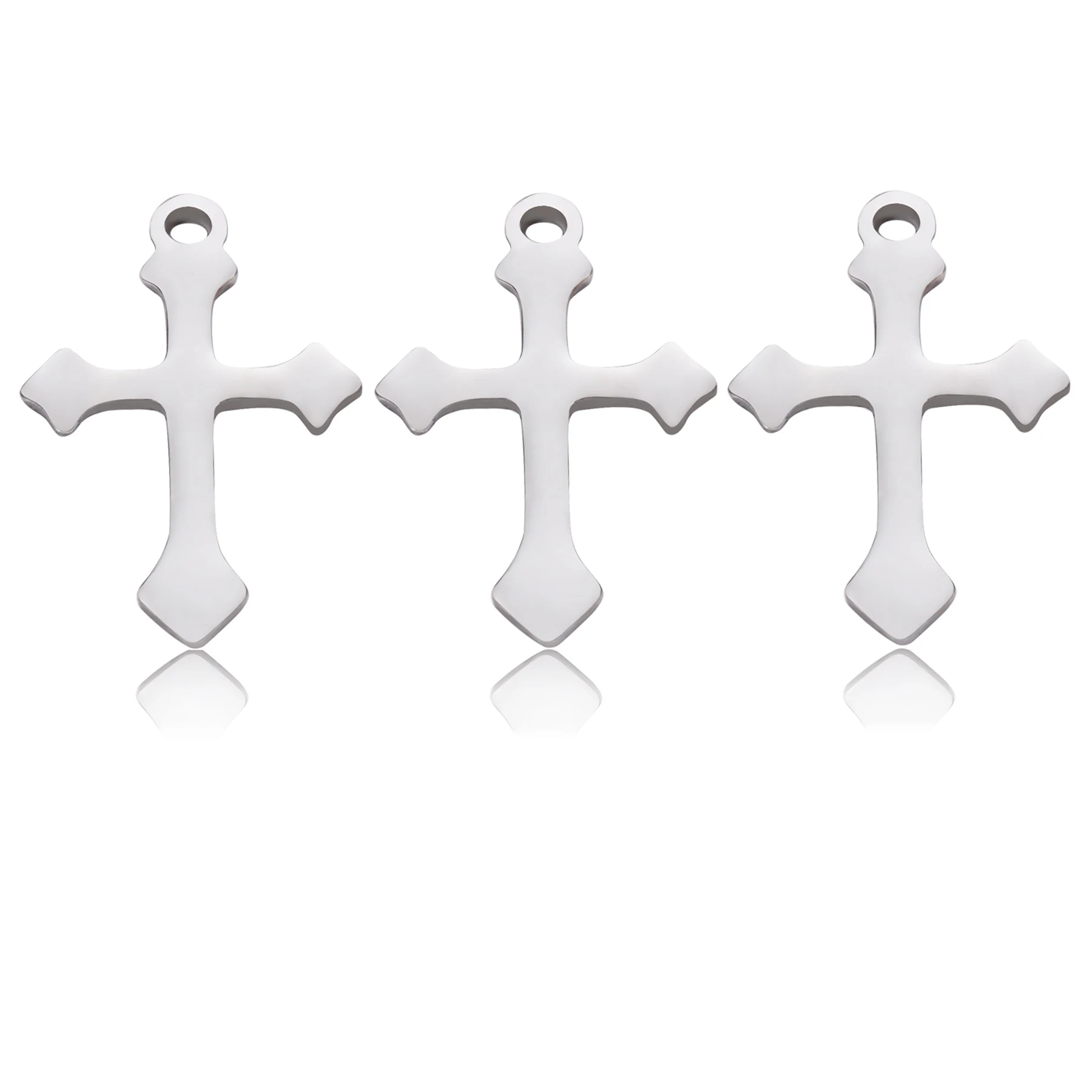 50Pcs/Lot Stainless Steel Small Cross Charms Pendant For Women Men Necklace Making Jewelry DIY Accessories Wholesales