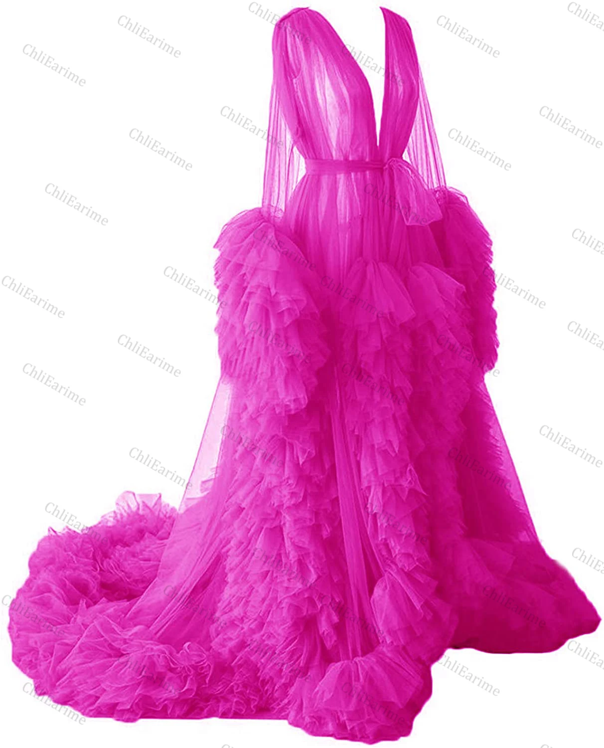 

Ladies Dressing Gown Perspektive Sheer Long Robe Fluffy Dessous Fotografie