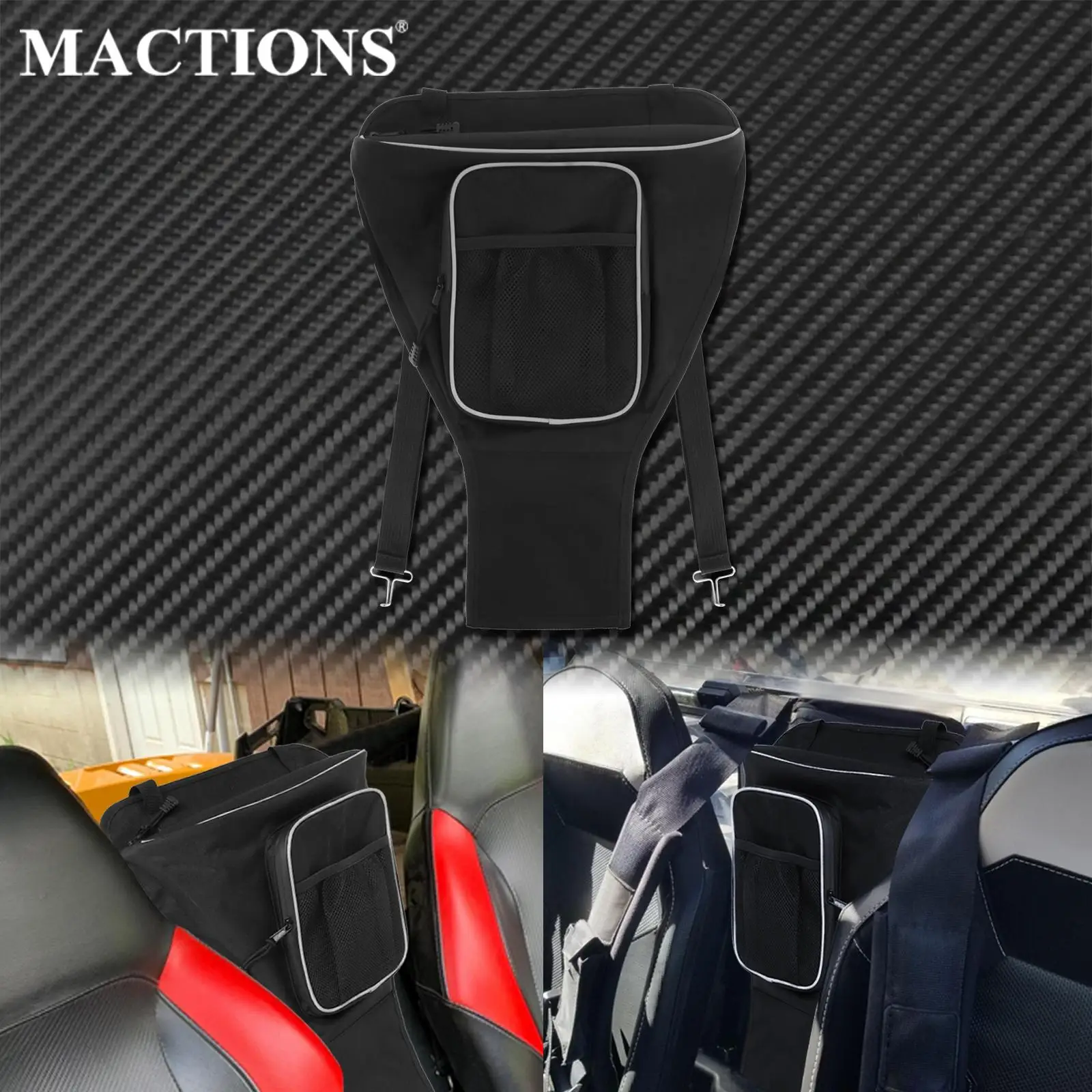 

Черные сумки для удобства, сумка для хранения центрального сиденья, автомобильная водонепроницаемая молния для UTV, Polaris для RZR 570 800 S 900 1000 XP LE