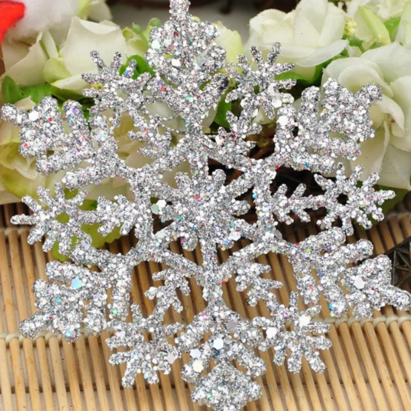 12Pcs/Set 10cm Christmas Tree Decoration Snowflakes White Artificial Snow flake Christmas Decorations for Home new year navidad