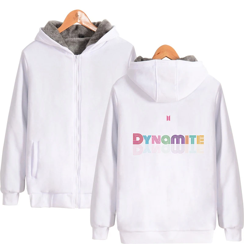 

DYNAMITE Kpop Album Hoodie Fashion Men Women Zipper Hoodies Jacket Thicker Fleece Long Sleeve Unisex Hooded Sweatshirts Tops 4XL