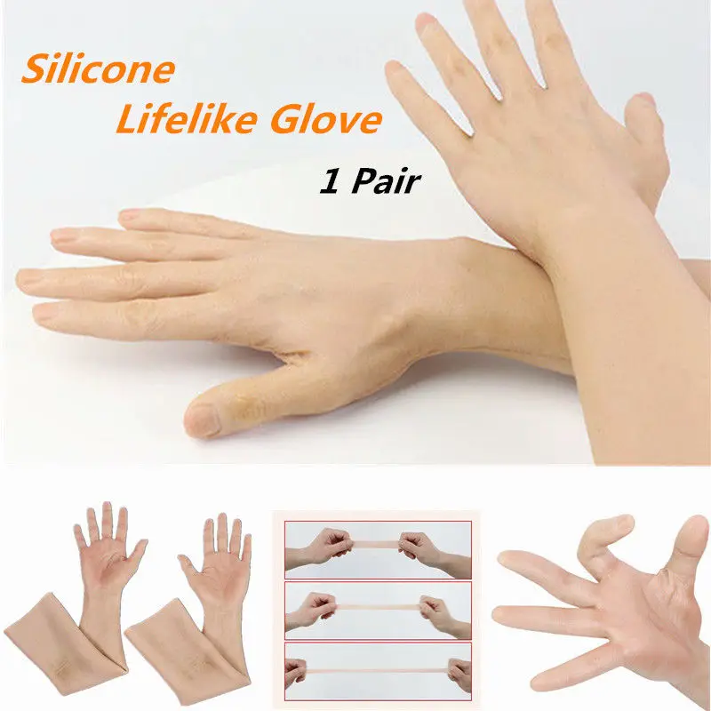 

1 Pair Silicone Female Skin Gloves Sleeves Highly Simulated Skin Artificial Arm Cover Scars Crossdresser Transgender