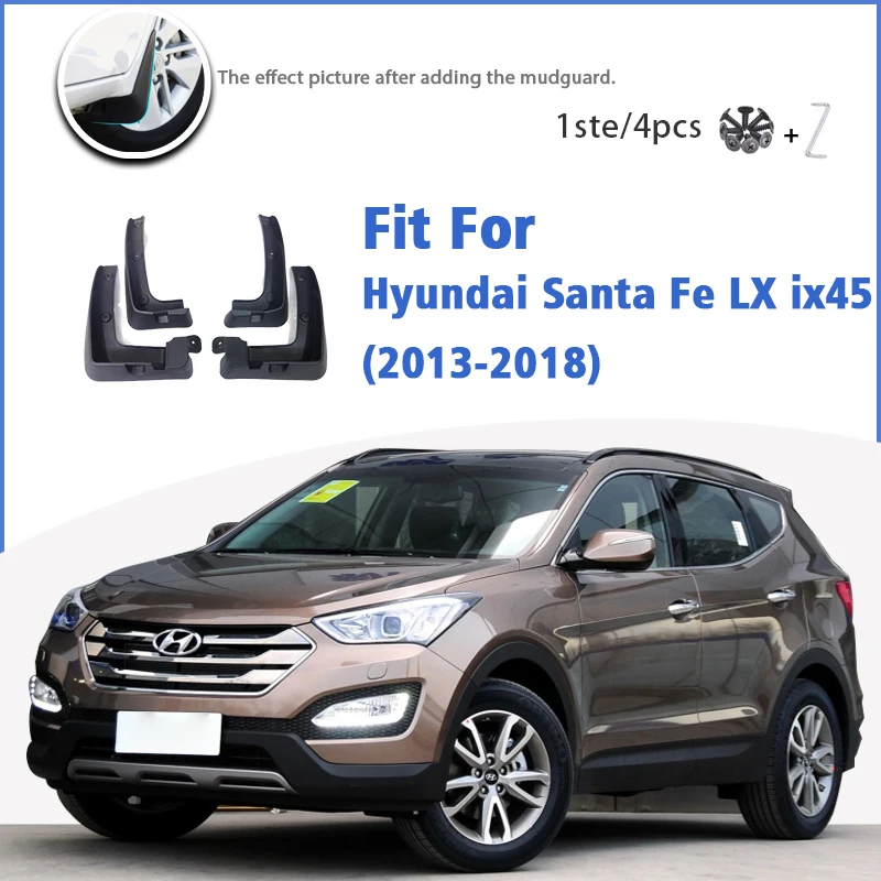 Mudflaps For Hyundai Santa Fe LX ix45 2013-2018 Front Rear 4pcs Mudguard car Accessories Auto Styline Mud Flap Guards Fender