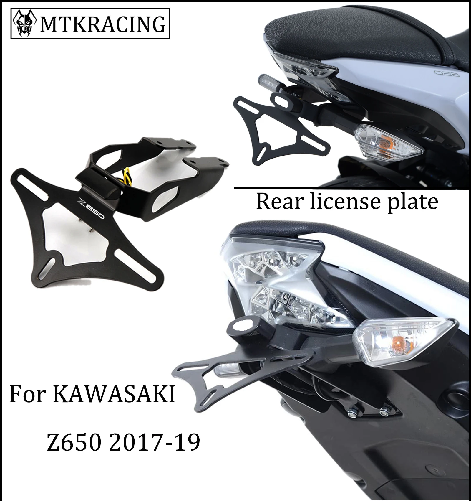 MTKRACING For KAWASAKI Z650 ninja 650 2017-2024 Tail Tidy Fender Rear Support License Plate Frame Rear Card