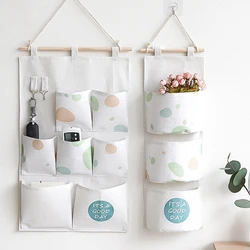 3/7 Pockets Nordic Wall Hanging Storage Bag Linen Wall Door Pouch Underwear Socks Closet Storage Bag Room Organizer Wardrobe