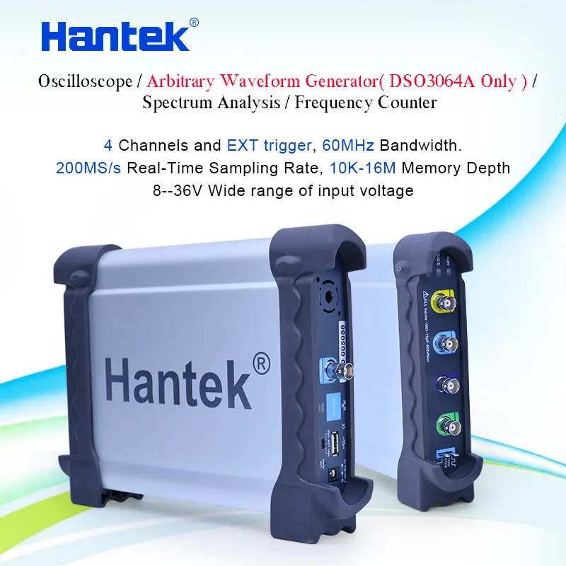 Hantek 4-канальный USB осциллограф/произвольный генератор сигналов/анализ спектра/счетчик частоты 60 МГц полоса пропускания DSO3064A/DSO3064