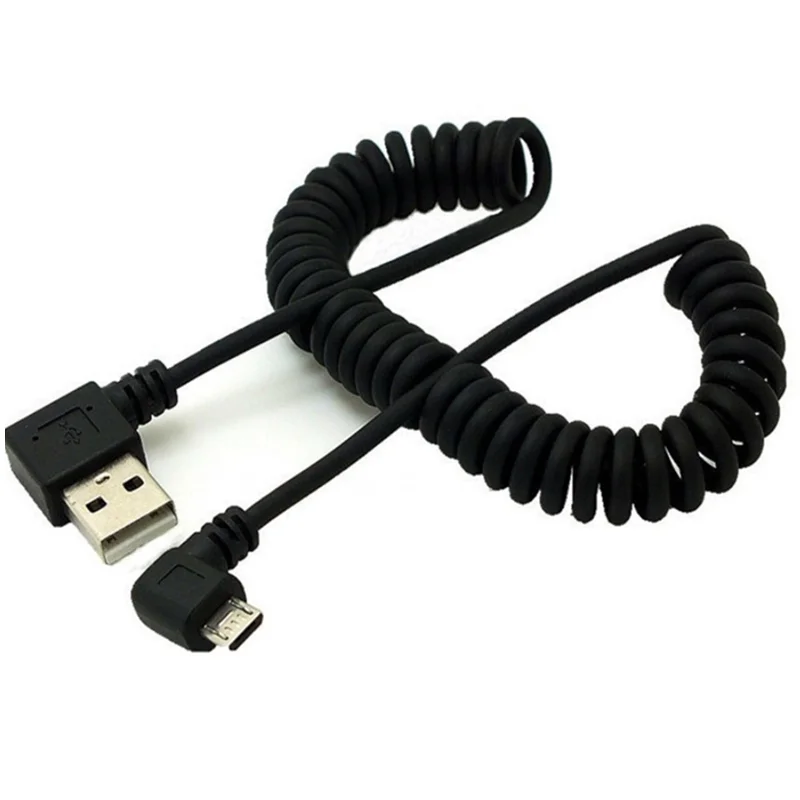 90 Degree USB Micro USB Kabel Charge USB to Micro USB Spring Cable Data Sync Charger Cord Coiled Cable for HTC Huawei Samsung