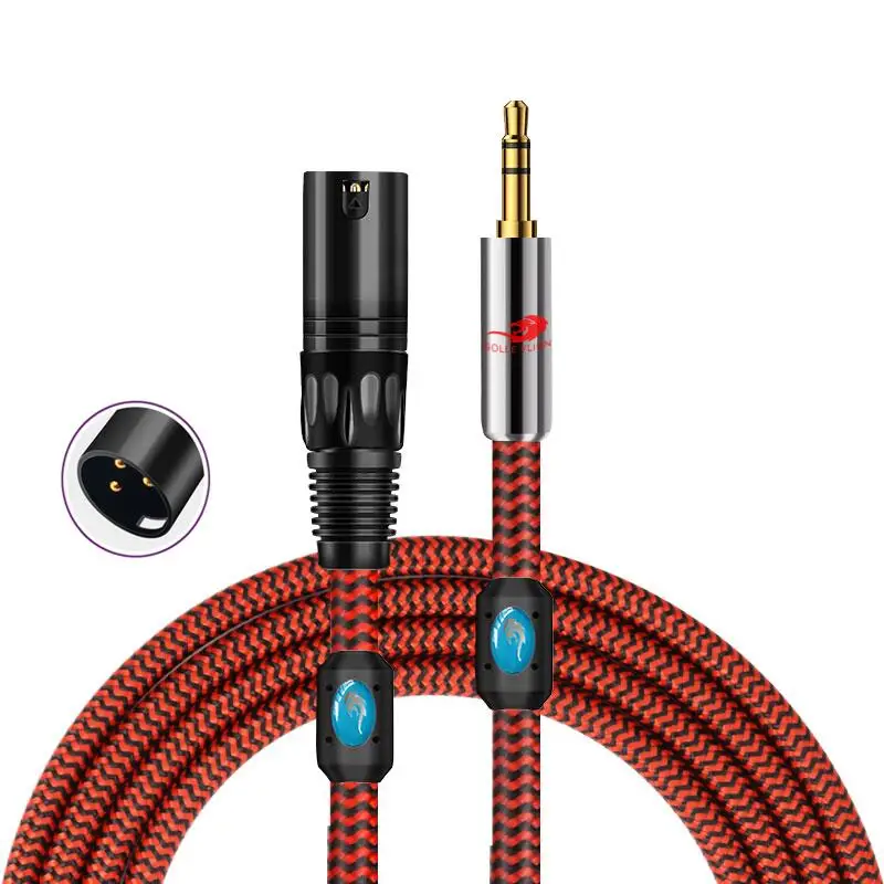 Hifi Stereo Aux 3.5mm to XLR 3 Pin Male Audio Cable for Amplifier Mixer Console Home Theater Speaker System Shielded Cords