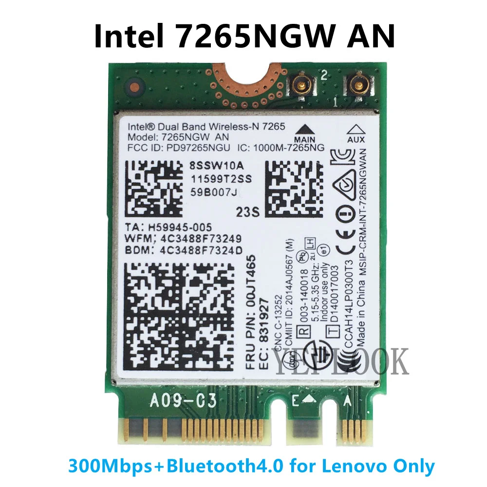 Tarjeta Wifi 7265NGW AN 7265AN 300Mbps banda Dual 2,4G/5Ghz BT4.0 NGFF M.2 para X1 Carbon T450 T450s T550 X250 X250 L450 W550