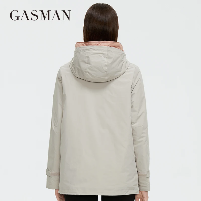 GASMAN 2022 New Women\'s Spring and Autumn Jacket Brand High Quilted Hooded Women Coat Fashion Casual Short Pocket Parka 81801