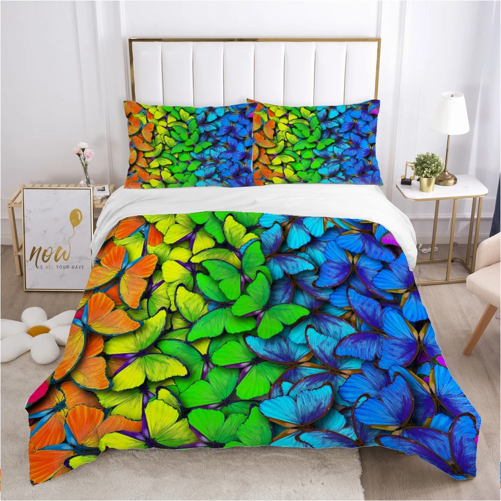 Butterfly bedding set Queen King Full Double Duvet cover set pillow case Bed linens Quilt cover 240x220 200x200 purple