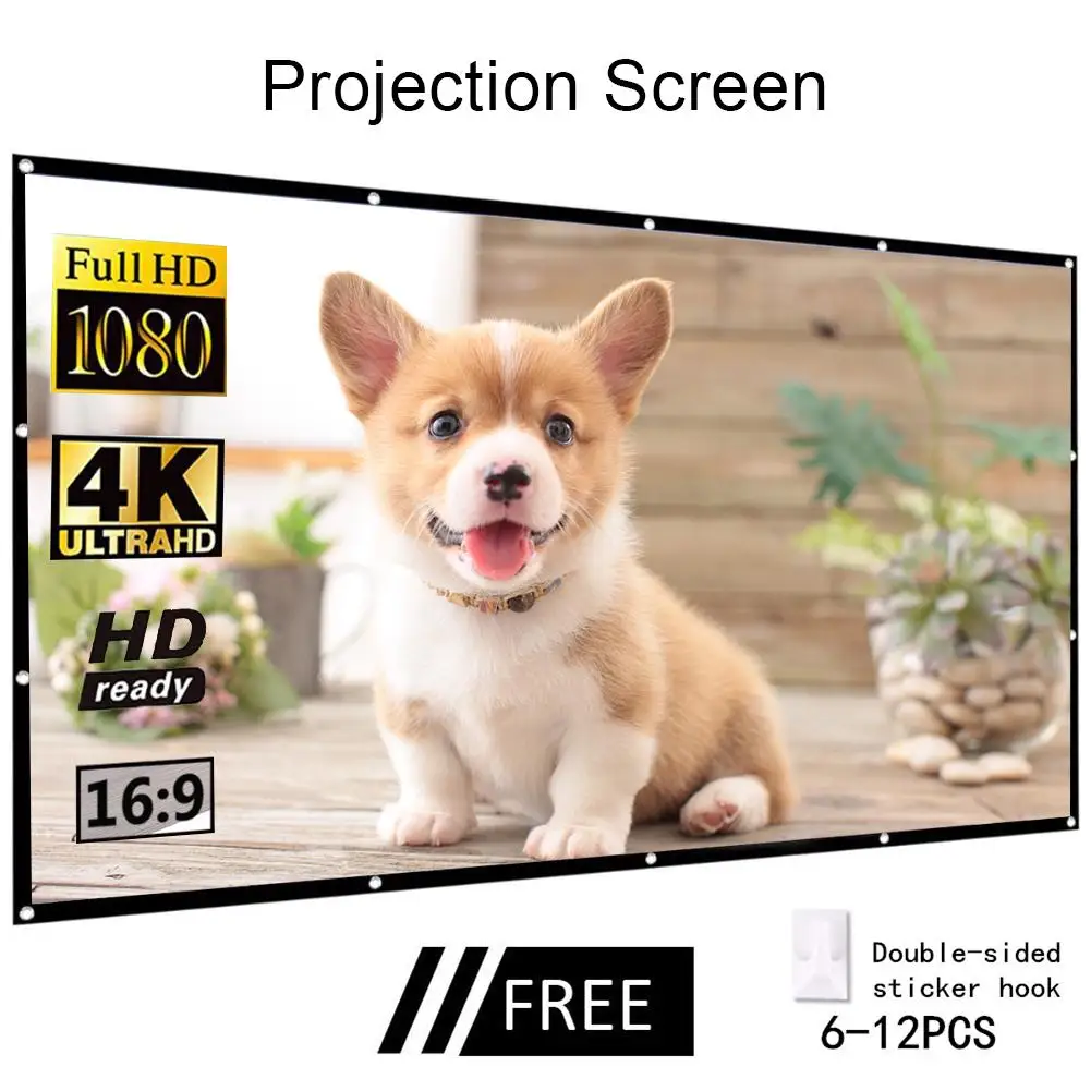 Portable 16:9 4K Projector Screen Indoor Proyector Movie Screen Outdoor Projection Pantalla For Home Theater Drop Shipping