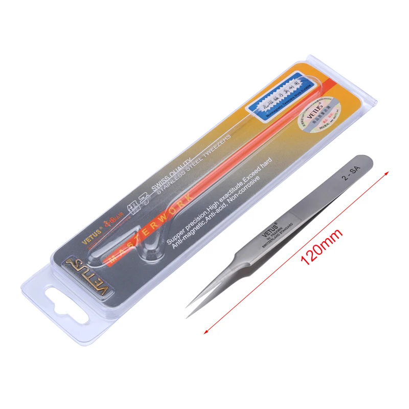 Vetus Electronic Industrial Tweezer 1-SA 2-SA 3-SA 4-SA 5-SA 7-SA Anti-static Curved Straight Tip Precision Forceps Phone Repair