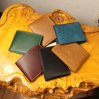 Imported Hand-made Short Wallets Purses Women Men Clutch Vegetable Tanned Leather Thin  Wallet Card Holder