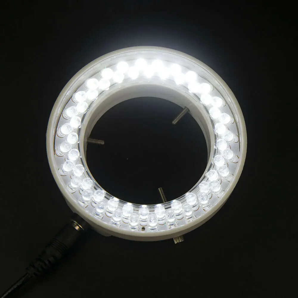 Anillo de microscopio óptico ajustable de 56 LED, fuente de luz, iluminador de microscopio estéreo, lámpara de microscopio de luz blanca de diámetro interior de 60mm