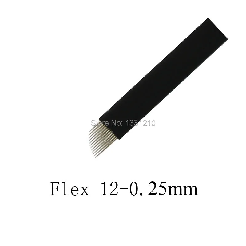 Black Flex 12  Pontas 0.25mm Nano Tattoo Needles Microblading Needle Blade Permanent Makeup Eyebrow Eyebrow tebori agulhas