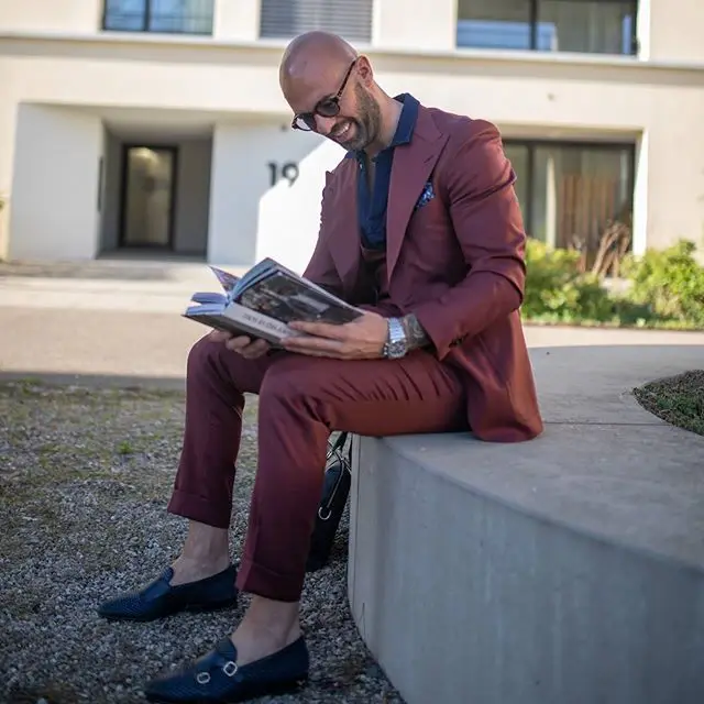 Esmoquin Formal para hombre, traje de dos botones, ajustado, para fiesta de negocios y graduación, chaqueta y pantalones