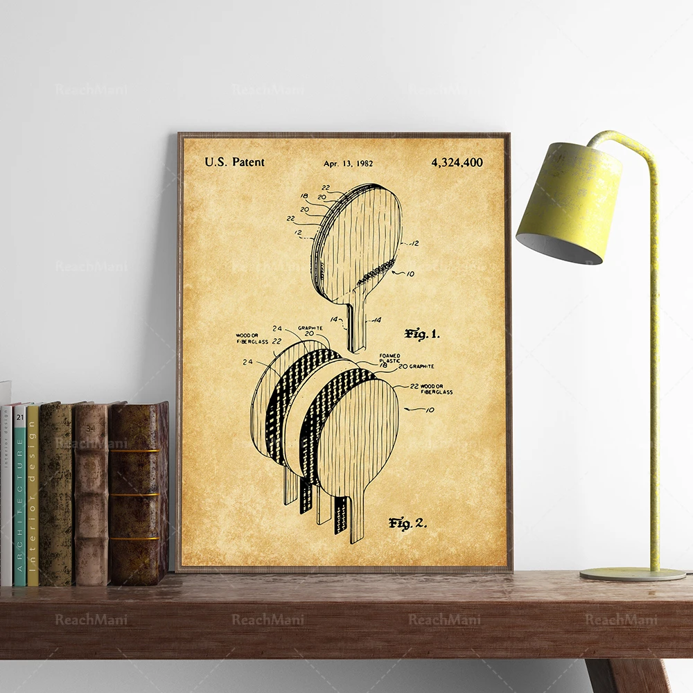 Table Tennis Patent Prints, Table Tennis Posters, Racket Patent Printing, Table Tennis, Table Tennis Wall Art Canvas Printing