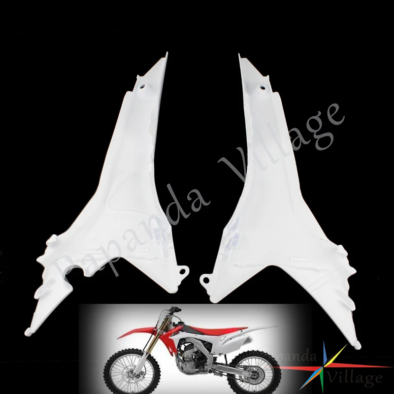 

1 Pair White ABS Plastic Front Side Radiator Shrouds Dirt Bike Air Box Cover For Honda CRF250R 2014-2017 CRF450R 2013-2016