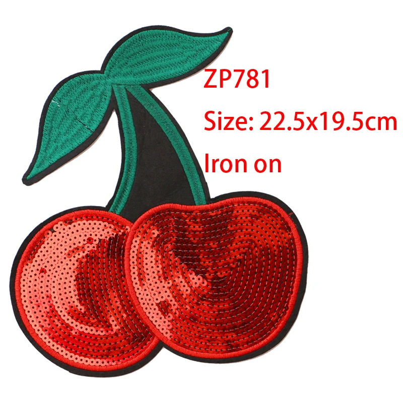 Cute Fruit Cartoon Sequins Icon Iron on Patches for Clothing DIY Stripes Clothes Patchwork Stickers Badges on the Backpack