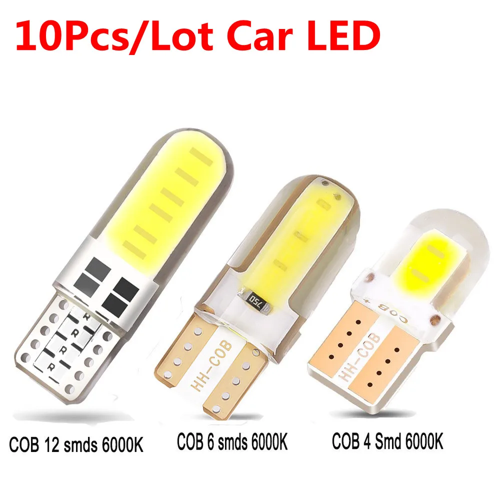 10PCS 4/6/12 SMD 6000K T10 Led Car Interior Bulb Canbus Error Free T10 White 5730 LED 12V Car Side Wedge Light Car accessories