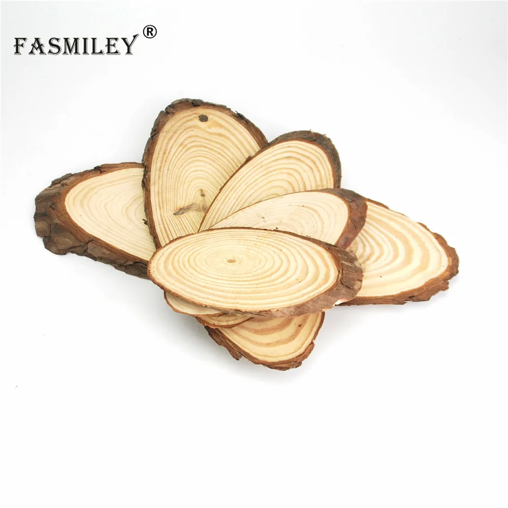 Small Natural Oval Wood Slices Circles Tree Bark Log Discs DIY Crafts Wedding Party Painting Decoration 10-30cm 1pcs wd05