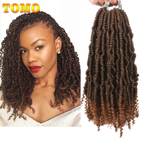 TOMO Crochet Spring Twist Hair Pretwisted 14 inch Bomb Twist Fluffy Synthetic Pre looped Passion Twist Crochet Braids 24/16 Root