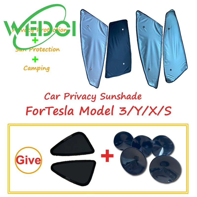 WEDOI Car Sunshade for Tesla Model 3/Y/S/X Camping Accessories Privacy Film Custom-Fit Sun Visors Sun Blinds 4PCS/SET