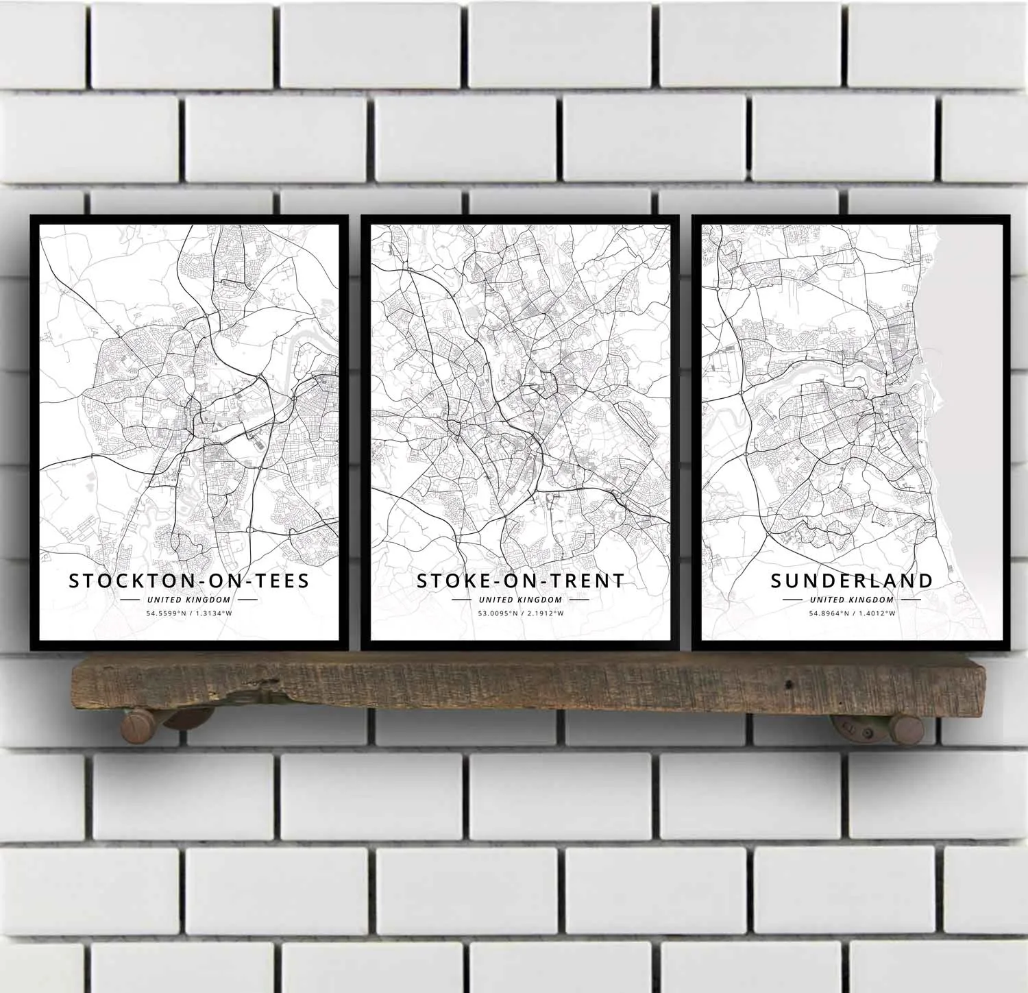 Stockton-on-Tees Stoke-on-Trent Sunderland Swansea Swindon Walsall Warrington Wolverhampton York United Kingdom Map Poster