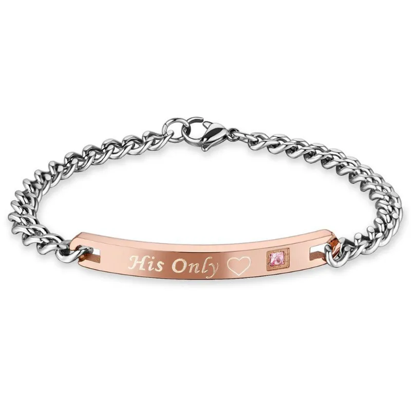 Couples Bracelets Set For Boyfriend Girlfriend Him Her One His Only Letters Stainless Steel Relationship Matching Promise image 4